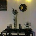 tableau rond noir et or